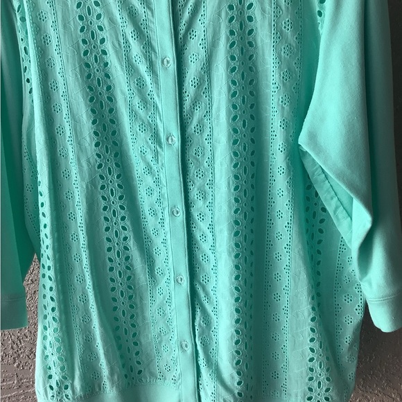 Bon Worth shirt jacket see through crocheted look . Light green size MP … - Picture 5 of 9